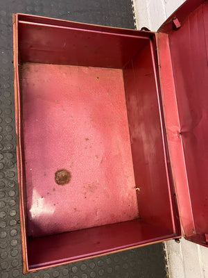 Vintage Red Wooden Storage Trunk with Character and Style