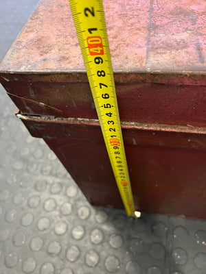 Vintage Red Wooden Storage Trunk with Character and Style