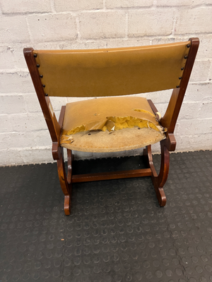 Vintage Sleigh Leg Dining Chair with Mustard Upholstery — Seat Upholstery Damaged and Requires Repair - 2ndhandwarehouse.com