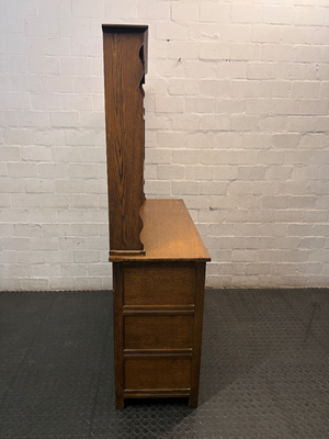 Vintage Style Wooden Welsh Dresser with Scalloped Hutch — Good Condition