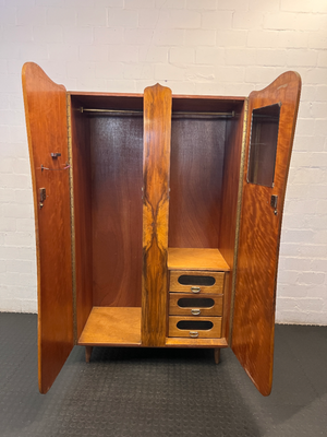 Vintage Wavy Wardrobe - One Leg Damaged - Needs Repair - 2ndhandwarehouse.com