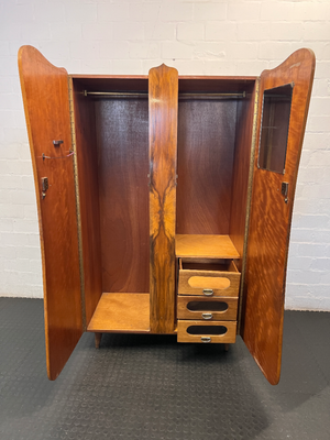 Vintage Wavy Wardrobe - One Leg Damaged - Needs Repair - 2ndhandwarehouse.com