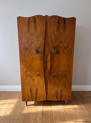Vintage Wavy Wardrobe - One Leg Damaged - Needs Repair - 2ndhandwarehouse.com