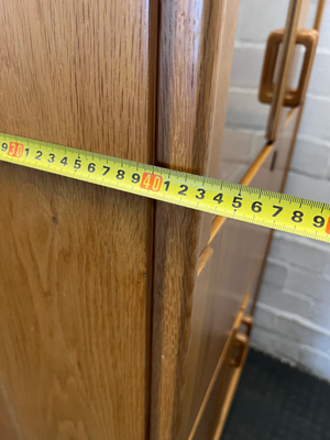 Vintage Wood Finish Display Cabinet with Drinks Flap - Good Condition - 2ndhandwarehouse.com