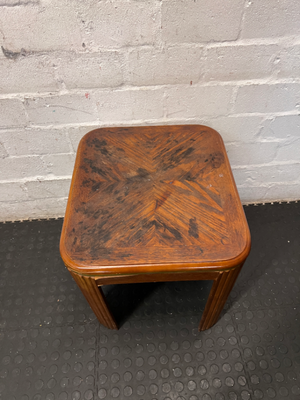 Vintage Wood Side Table - Broken Leg & Finish Wear for Restoration - 2ndhandwarehouse.com