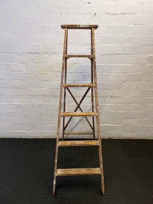 Vintage Wooden A-Frame Ladder – Rustic Charm with Minor Wear