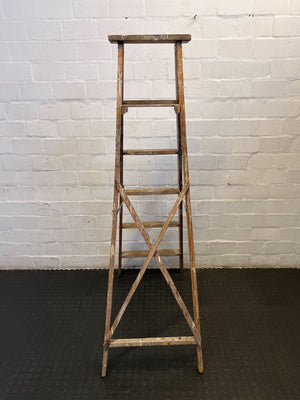 Vintage Wooden A-Frame Ladder – Rustic Charm with Minor Wear