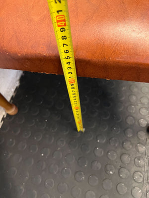 Vintage Wooden Armchair with Brown Upholstered Seat