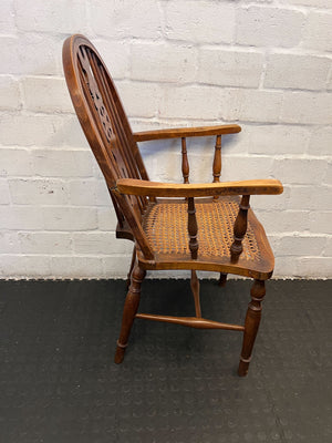 Vintage Wooden Cane Chair with Intricate Design β Slight Wear