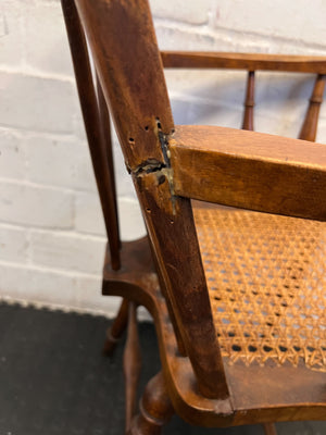Vintage Wooden Cane Chair with Intricate Design β Slight Wear