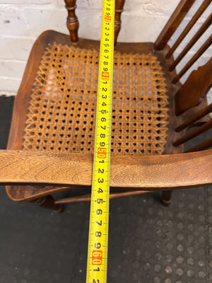 Vintage Wooden Cane Chair with Intricate Design β Slight Wear