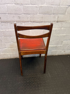 Vintage Wooden Chair with Red Upholstery and Minor Wear - 2ndhandwarehouse.com