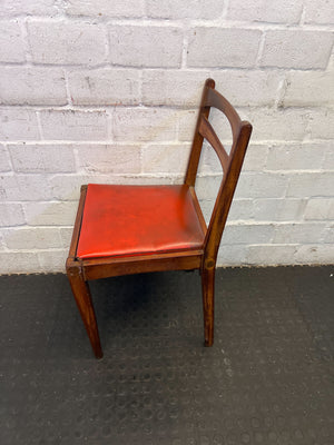 Vintage Wooden Chair with Red Upholstery and Minor Wear - 2ndhandwarehouse.com