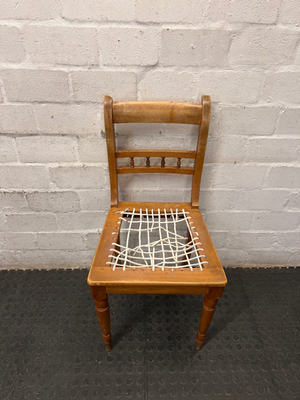Vintage Wooden Dining Chair with Turned Detail — Damaged Riempie