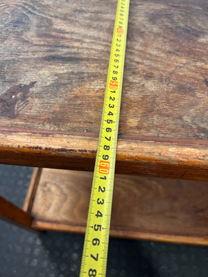 Vintage Wooden Serving Trolley | Rustic Two-Tier Mobile Side Table - 2ndhandwarehouse.com