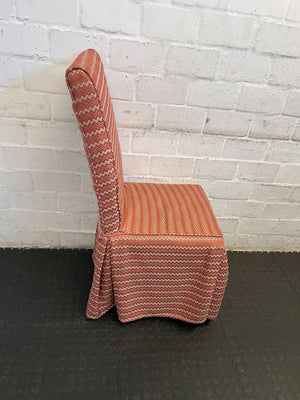 Vintage Zigzag Pattern Dining Chair - Orange & Cream Fabric - PRICE DROP - 2ndhandwarehouse.com