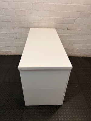 White 8-Drawer Dressing Table with Integrated Handles — Visible Surface Scratches