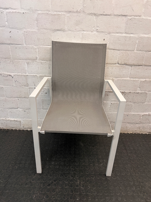 White Aluminium and Grey Mesh Outdoor Chair
