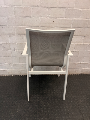 White Aluminium and Grey Mesh Outdoor Chair