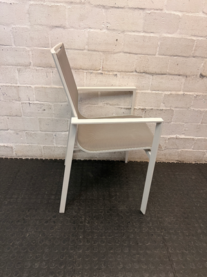 White Aluminium and Grey Mesh Outdoor Chair