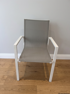 White Aluminium and Grey Mesh Outdoor Chair