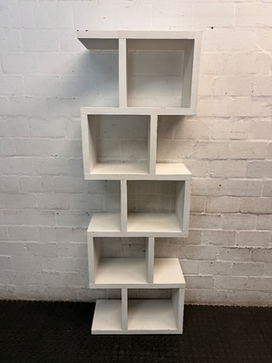White Geometric S-Shaped Wooden Bookshelf — Good Working Order