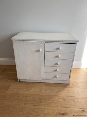 White Hardwood Cupboard and Drawer Unit — Fair Condition