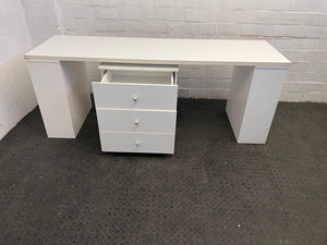 White Office Desk with Three Drawer Credenza