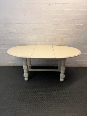 White Oval Dining Table with Turned Legs — Well Used Condition