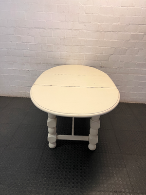 White Oval Dining Table with Turned Legs — Well Used Condition