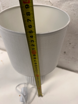 White Ribbed Porcelain Table Lamp with Fabric Shade — Good Condition