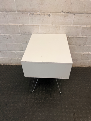 White Single Drawer Pedestal with Hairpin Legs