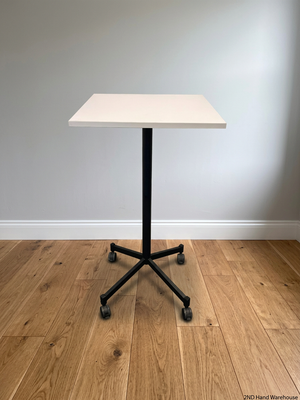 White Square Mobile Utility Table on Wheels — Fair Used Condition