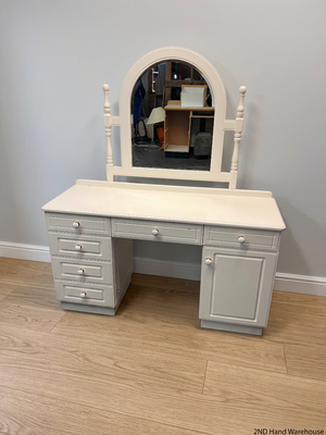 White Arched Mirror Wooden Dressing Table — Good Working Order