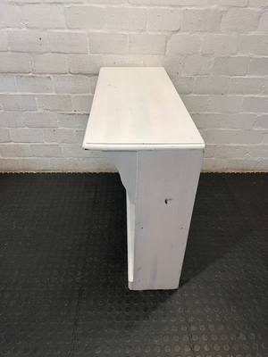 White Wooden Low Bookshelf with Curved Support