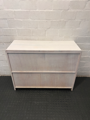 White Wooden Low Bookshelf with Curved Support