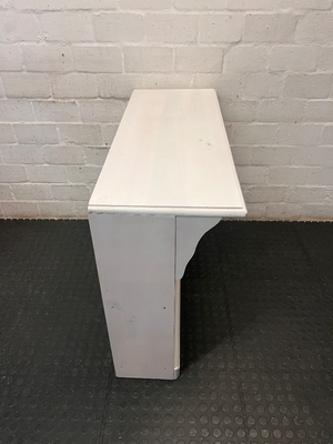 White Wooden Low Bookshelf with Curved Support