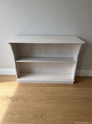 White Wooden Low Bookshelf with Curved Support