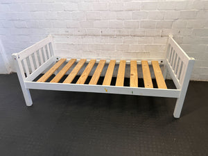 White Wooden Single Bed Frame with Slats β Minor Marks - REDUCED