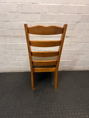 Wood Ladder-Back Dining Chair with Upholstered Seat - 2ndhandwarehouse.com