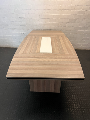 Wood-Look Boardroom Table with Centre Inlay — Good Working Order - 2ndhandwarehouse.com