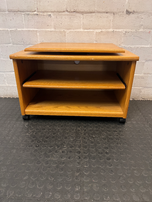 Wood-Look TV Trolley with Swivel Top and Shelving — Fair Used C - 2ndhandwarehouse.com