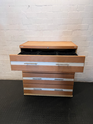 Wood and White 4 Drawer Organisation Unit - 2ndhandwarehouse.com