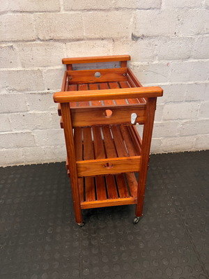 Wooden 3-Tier Rolling Kitchen Trolley - Well Used Condition - 2ndhandwarehouse.com
