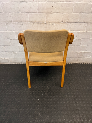 Wooden Armchair with Fabric Upholstery — Visible Surface Wear and A - 2ndhandwarehouse.com