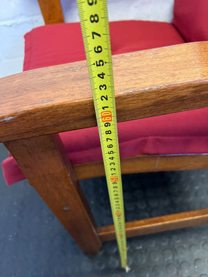 Wooden Dining Chair With A Cozy Red Upholstered Cushion