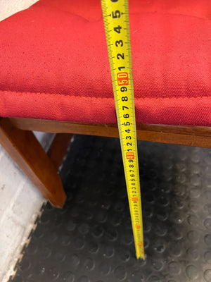 Wooden Dining Chair With A Cozy Red Upholstered Cushion