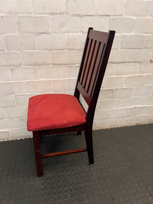 Wooden Dining Chair with Red Upholstered Seat - 2ndhandwarehouse.com