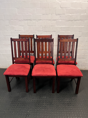 Wooden Dining Chair with Red Upholstered Seat - 2ndhandwarehouse.com