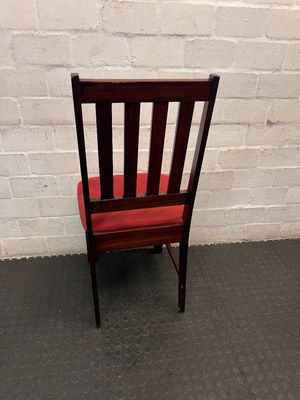 Wooden Dining Chair with Red Upholstered Seat - 2ndhandwarehouse.com